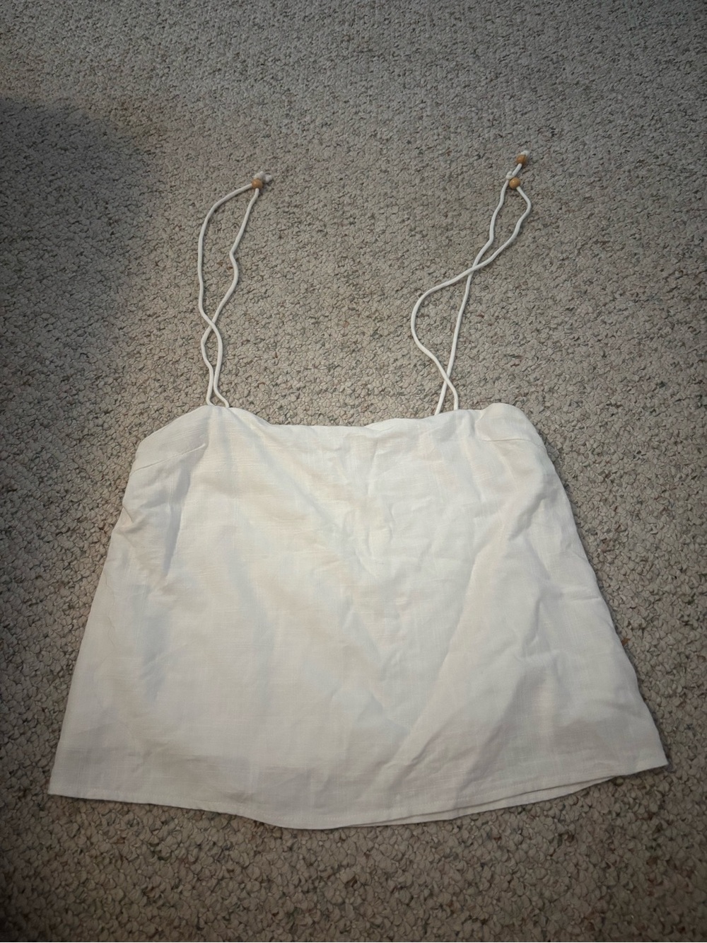 White Spaghetti-Strap Linen Blend Cami Top